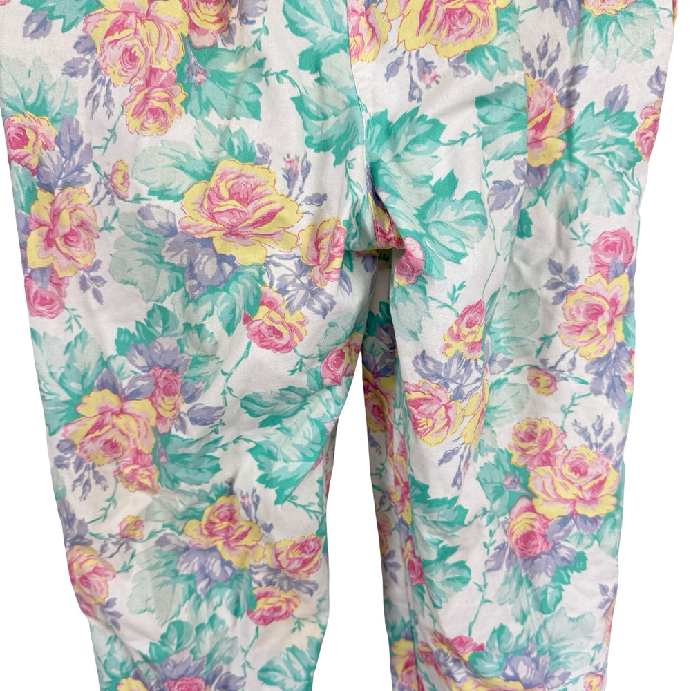 Chic Vintage Floral High Wiast 80s Pastel Pants USA Made Womens sz 24 x 27 - Picture 12 of 16